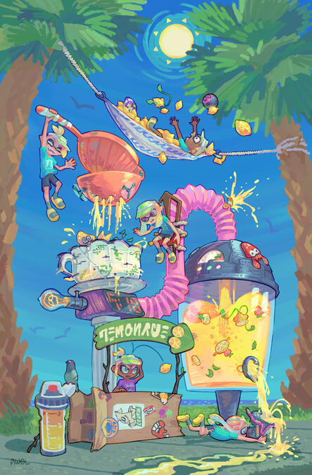 A piece for Ikadakimasu, a fanmade Splatoon food zine. It took me over 72 hours!